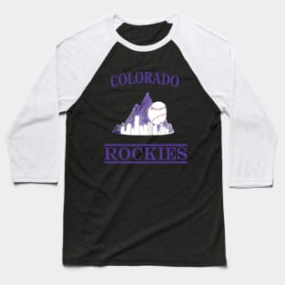 Colorado Rockies Logo with Denver Skyline Baseball T-Shirt